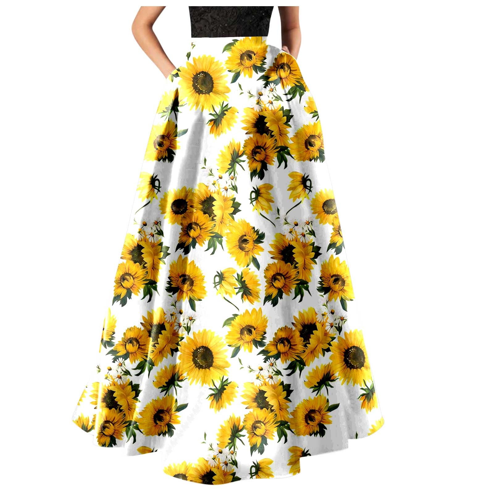 Women 2024 Summer Dress Women Bohemian Floral Print Maxi Skirt High ...