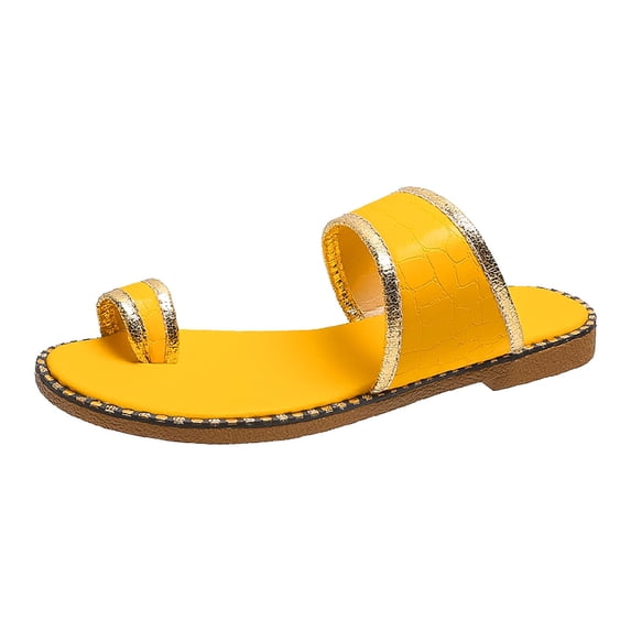 Women 2025 Casual Adjustable Hook Loop Sandals Summer Open Toe Slides Sandals Flat Sandal