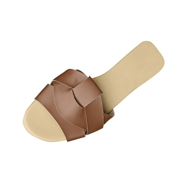 Women 2025 Casual Flat Slippers Plus Size Comfy Indoor Outdoor Sandals Open Toe Slip-on Shoes for Walking Home Resort