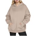 thumbnail image 1 of Women 2025 Fall Trendy Hoodie Pullover Hooded Sweatshirt Long Sleeve Cute Oversized Fleece Casual with Pocket, 1 of 6