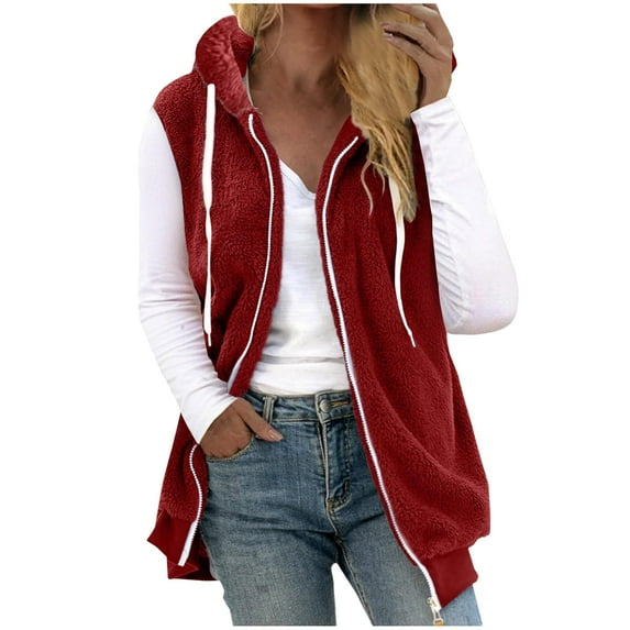 Women 2025 Fleece Sherpa Vest Trendy Early Fall Sleeveless Fuzzy Jacket Cozy Lightweight Winter Top Fashion Vest