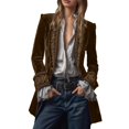 thumbnail image 1 of Women 2026 Fall Jacket Vintage Floral Lace Velvet Open Front Steampunk Slim Lightweight Outfits Brown, 1 of 5