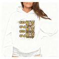 thumbnail image 1 of Women 2026 New Year Blessings Theme Graphic Tee T Shirt Festive Gold Pattern Tops Hooded long-sleeved White S-2XL, 1 of 6