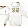 thumbnail image 1 of Women 2026 New Year Round Neck Printed Cotton Hooded Long-Sleeved Graphic Tees Tops White Green Gold Number Letter New Year Party White S-2XL, 1 of 6