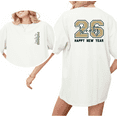 thumbnail image 1 of Women 2026 New Year Round Neck Printed Cotton T Shirt Graphic Tees Tops Gold Green Number Text Party T Shirt White S-5XL, 1 of 4