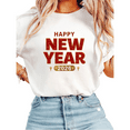 thumbnail image 1 of Women 2026 New Year Round Neck Printed Cotton T Shirt Graphic Tees Tops Sequin Letter Party T Shirt White S-5XL, 1 of 4