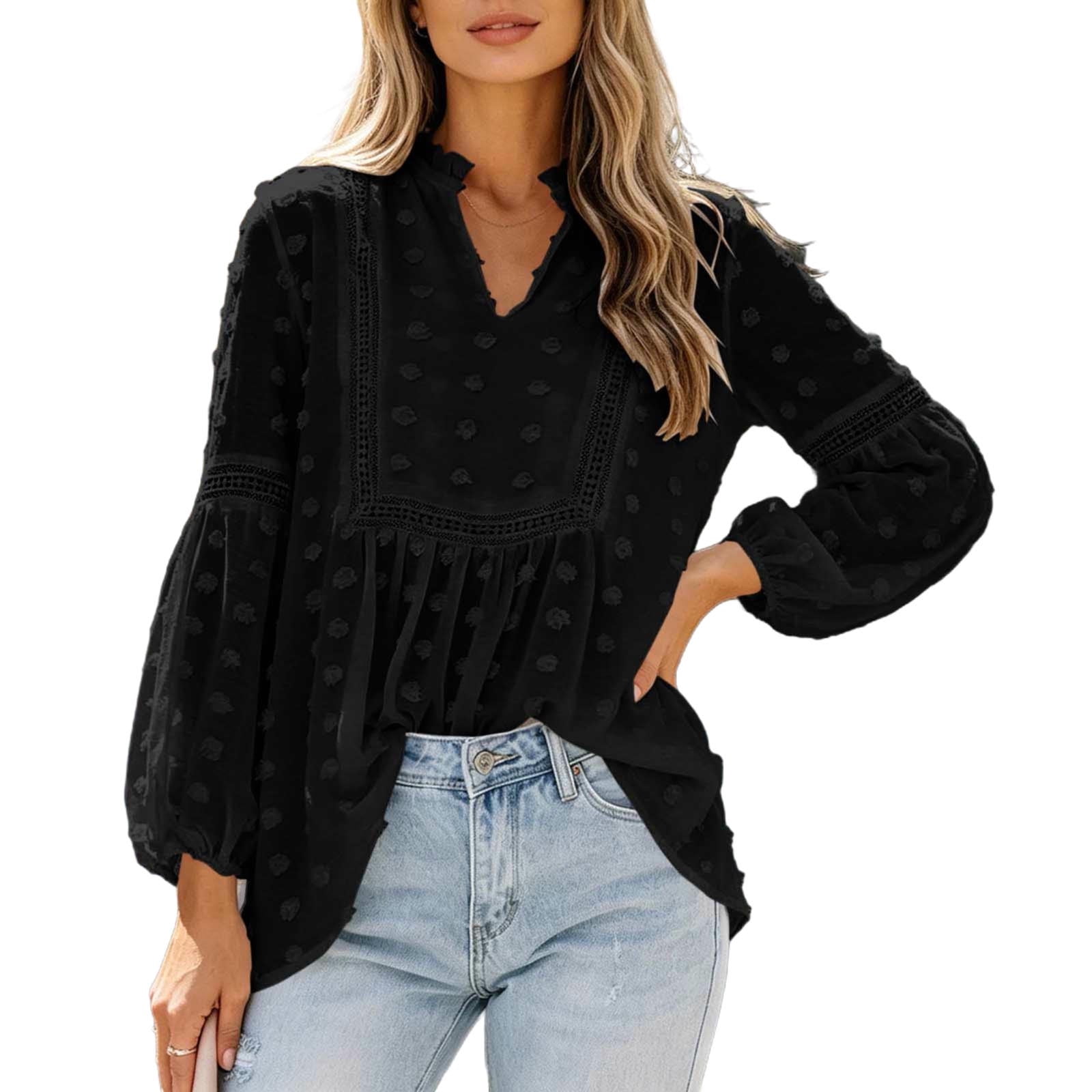 Women 2026 Tops, Tops for Women Boho Cute Polka Dots Dressy Puff
