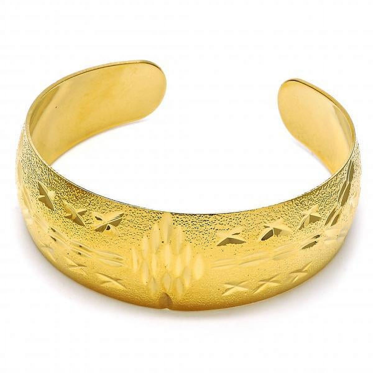 Women 24mm Gold Plated Diamond Cut Star Cuff Bangle Bracelet 8" One