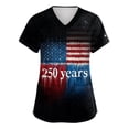 thumbnail image 1 of Women 250 Anniversary Usa Scrub Shirt Usa Flag Print 1776-2026 Patriotic Star V Neck T Shirts Short Sleeve Classic Fit Soft Nursing Uniforms with Pockets, #01 Wine, XL, 1 of 4