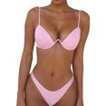 thumbnail image 1 of Women 2pcs Push-up Padded Bra Bandage Bikini Set Swimsuit Triangle Swimwear Bathing Pink S, 1 of 4