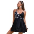 thumbnail image 1 of Women 2pcs Swimsuit Tankini Top Set with Bottom Sexy V-Neck Knot Waist Swimdress, 1 of 21