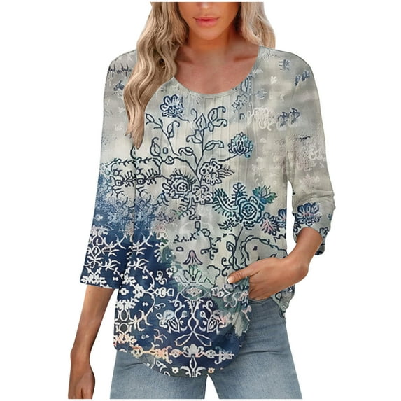 Women 3/4 Length Sleeve Tops Women's Tops Casual Womens Shirts Womens Blouses Casual Under 5 Dollars Free Shipping