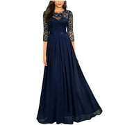 Navy Blue Chiffon Dresses