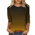 thumbnail image 1 of Women 3/4 Sleeve Shirts Plus Size Gradient Tshirt Top Crewneck Pullover Tees Lightweight Outfit, 1 of 5
