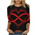 thumbnail image 1 of Women 3/4 Sleeve Shirts Tops Casual Heart T-Shirts Loose Plus Size Blouse Summer Tunic Top Outfits, 1 of 5