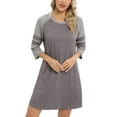 thumbnail image 1 of Women 3/4 Sleeve Sleeve Nightgown Loose Fit Sleepshirt Spring Fall Sunmer Calf-Length Soft House Dress Round Neck Comfy Sleepwear Loungewear, Gray S-3XL, 1 of 9