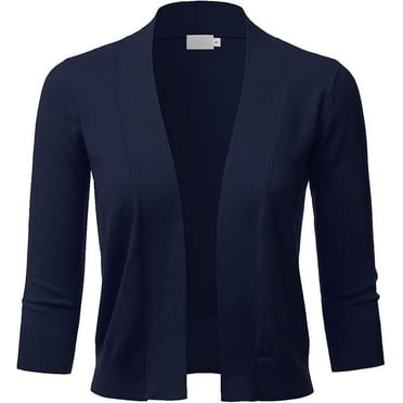 Cielo Women's Soft Open Front Cardigan - 3/4 Sleeve Solid Sweater