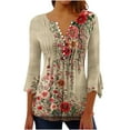 thumbnail image 1 of Women 3/4 Sleeve Tops And Blouses Women's Tops Oversized Tshirts for Women Blouses for Women Dressy Casual Plus Size Sales Today Clearance Items, 1 of 5