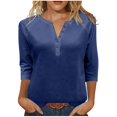 thumbnail image 1 of Women 3/4 Sleeve V Neck Button Down Shirt Business Casual Cotton Dressy Blouse Summer Office Outfit 2025, 1 of 7
