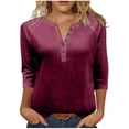 thumbnail image 1 of Women 3/4 Sleeve V Neck Button Down Shirt Business Casual Cotton Dressy Blouse Summer Office Outfit 2025, 1 of 7