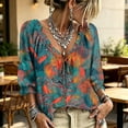 thumbnail image 1 of Women 3/4 Sleeve V-Neck Polka Dot Lace Up Blouse Summer Casual Loose Flowy Tops Shirts Floral Blouses Work Shirts, 1 of 5