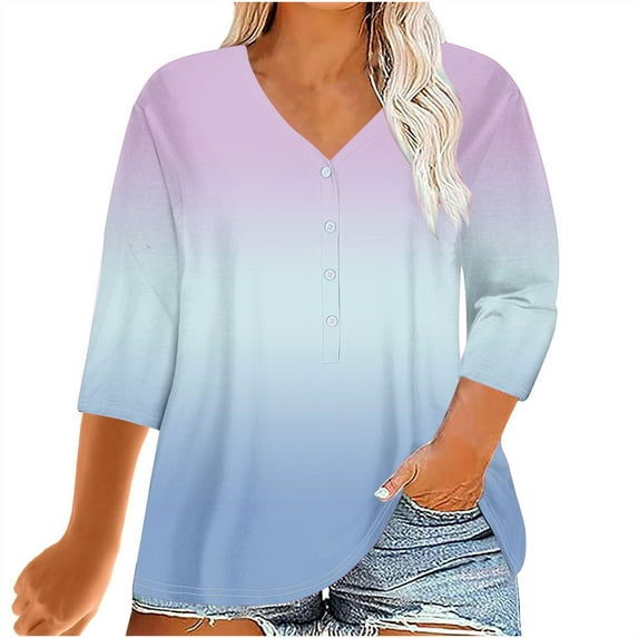 Women 3/4 Zip Pullover Crew Necks for Womens Graphic Cute Tops for Women Oversized Tshirts for Women Spring Savings Clearance