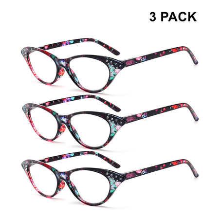 Women 3 Pairs Fashion Cat Eye Reading Glasses Sexy Retro Readers Presbyopic glasses