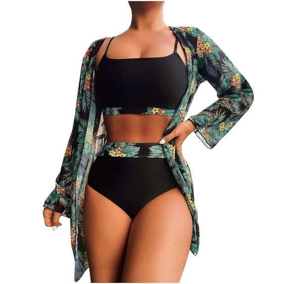 Women 3 Picec Swimsuit 3 Piece Suit Women Bikini Kimono Bathing 3 Piece Bikini Set 3 Piece Bathing Suit Tropical Bikini My Orders