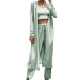 thumbnail image 1 of Women 3 Piece Cardigan Cover Up Crop Tank Tops Wide Leg Palazzo Pant Set Jumpsuit,,XL,, 1 of 1