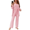 thumbnail image 1 of Women 3 Piece Lounge Sets Long Sleeve Cardigan and Crop Top and Wide Leg Pants Loungewear Set, 1 of 4