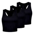 thumbnail image 1 of Women 3 Piece Tank Tops Sleeveless Ribbed Seamless Workout Exercise Shirts Yoga Crop Tops Cozy Clubwear, 1 of 3