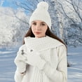 thumbnail image 1 of Women 3-Piece Winter Hat Scarf Gloves Set, Warm Knit Beanie Long Neck Scarf Touchscreen Gloves, Soft Acrylic Fleece Lined Cold Weather Accessories for Outdoor Travel, 1 of 6