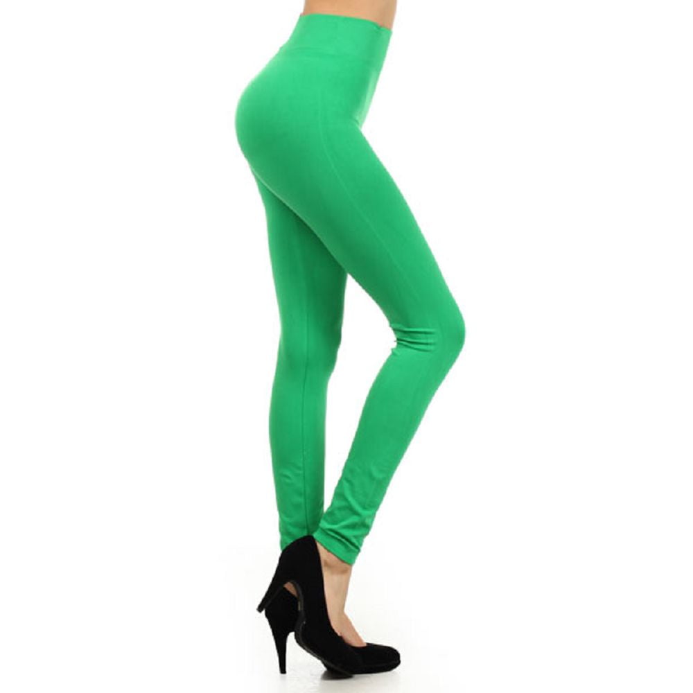 Women 3'' Waistband Seamless Workout Leggings Tommy Control High Waist Yoga  Pants - (Kelly Green) 