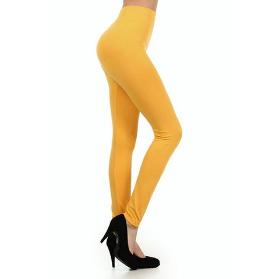 Women 3'' Waistband Seamless Workout Leggings Tommy Control High Waist Yoga Pants - (Mustard)