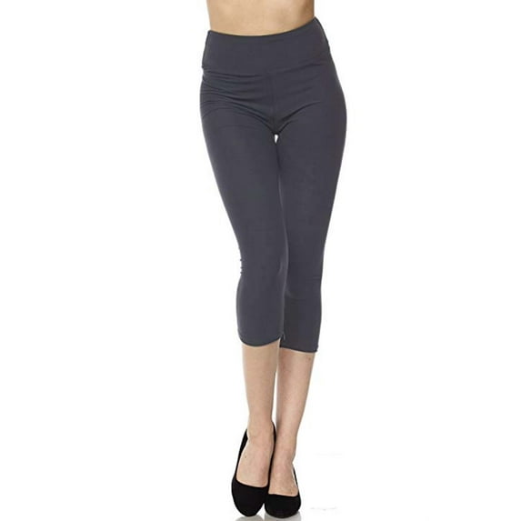 Kuda Moda Women 3 inch High Waist Capri Leggings For Yoga Sports Ultra Soft Capri Casual Legging (XL/2XL)