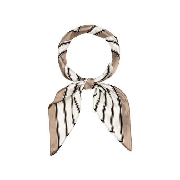 INSPIRE CHIC Women 35" Striped Square Scarf, Large Satin Silk Like Scarves Shawl Neckerchief Head Wrap Bandanas 35.4x35.4" Beige
