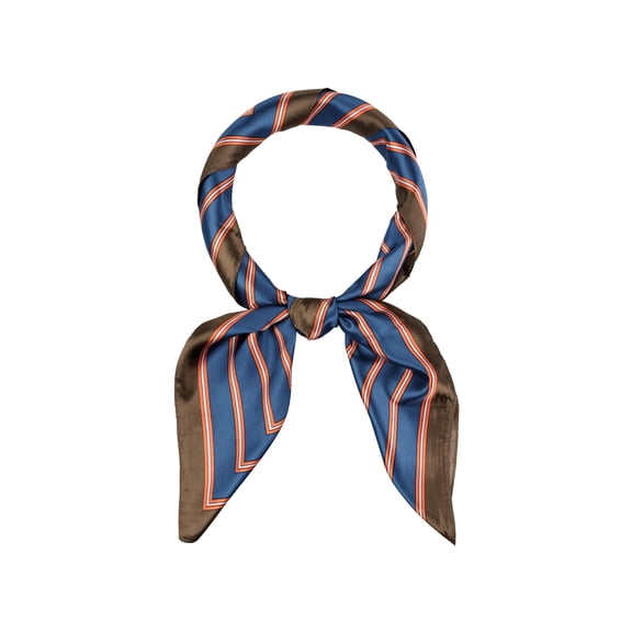 INSPIRE CHIC Women 35" Striped Square Scarf, Large Satin Silk Like Scarves Shawl Neckerchief Head Wrap Bandanas 35.4x35.4" Navy Blue