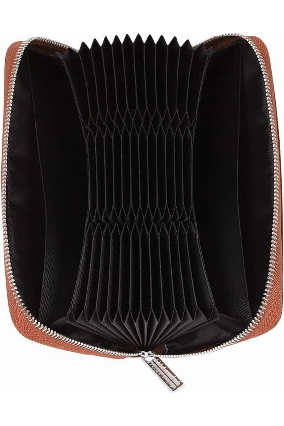 Women 36 Slots Blocking Card Holder Large Long Leather Zipper Organizer Accordion Wallet