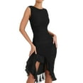 thumbnail image 1 of Women 3D Flowers Halter Dress Floral Fringed Long Dress Y2k Sleeveless Open Back Tassels Dress Sheer Tulle Dresses, 1 of 9