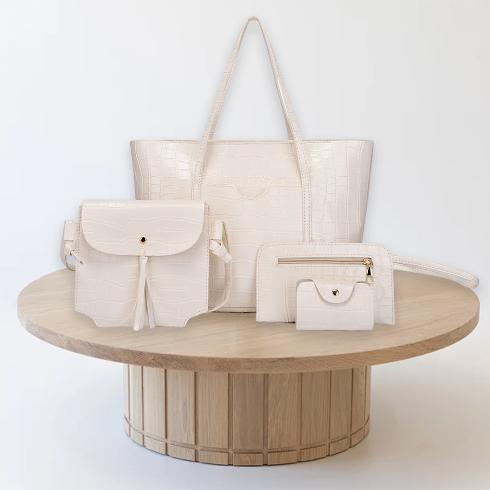 Women Pcs Top Handle Satchel Hobo Handbag Set Large Tote +Purse