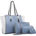 Women 4pcs Tote Shoulder Bags Set Stitching Satchel Purse Faux Leather