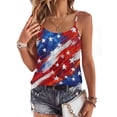 thumbnail image 1 of Women 4th of July Tank Tops Fitted Spaghetti Strap Backless American Flag Star Camisole Patriotic Outfits Red 2XL, 1 of 4