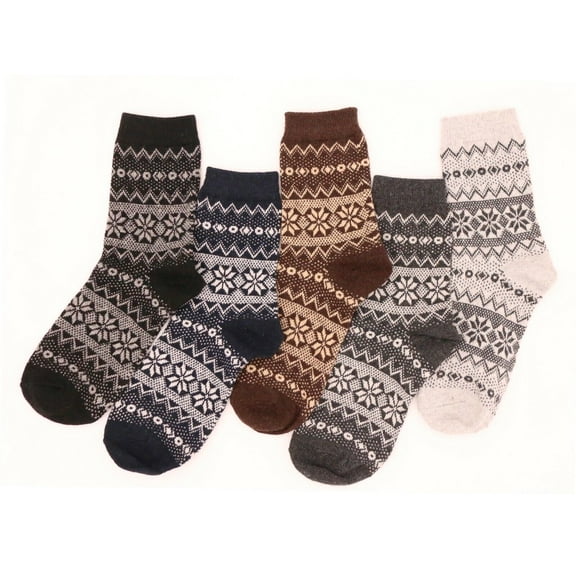 Women 5 Pairs Super Soft Winter Cotton Wool Cozy Fuzzy Slipper Socks 5-9