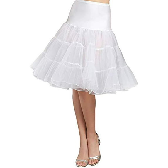 Women 50s Vintage Petticoat Crinoline Tutu Underskirts Plus Size White Dress
