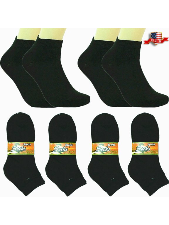 Women 6-12 Pairs Assorted Styles Low Cut Quarter Ankle Socks Cotton Size 9-11