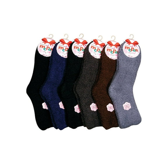 Women 6 Pairs of Cozy Slipper Fuzzy Soft Socks [Pattern: Plain3]