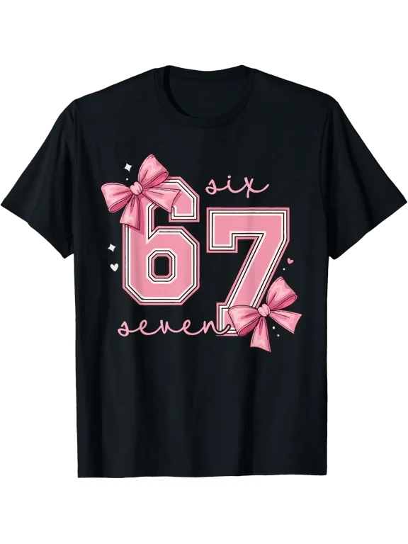 Women 67 Six Seven Pink Coquette Bow T Shirt Size S-5XL