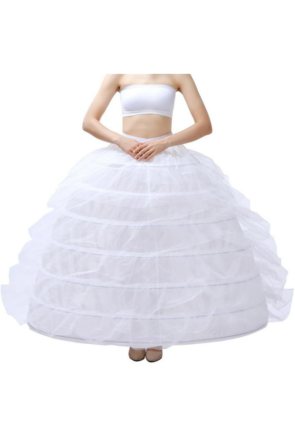 Women 7 Hoop Floor Length A-Line Petticoat Crinoline Skirt Ball Gown Underskirt