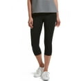 thumbnail image 1 of Women’s Hue Reversible Terry Capri Leggings, Black, Medium / Large, 1 of 3