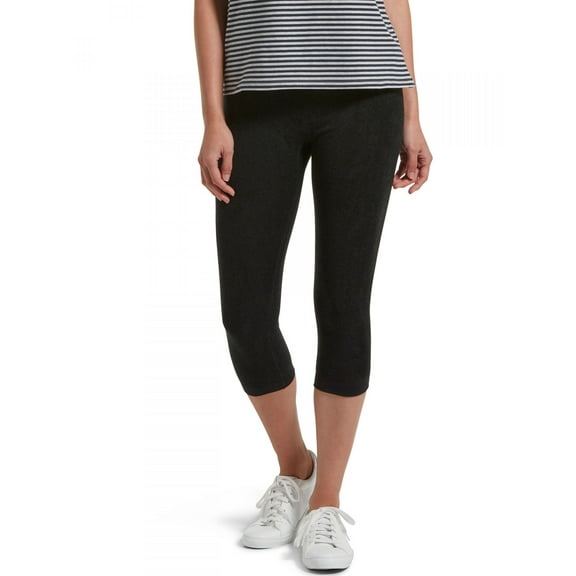 Women’s Hue Reversible Terry Capri Leggings, Black, Medium / Large